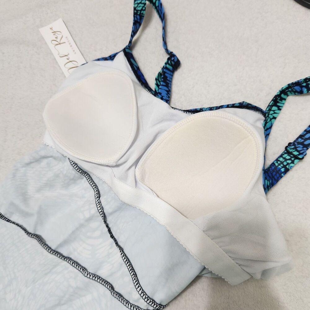 Del Raya womens Tankini Top Size 10 Blue Layered - Picture 8 of 12
